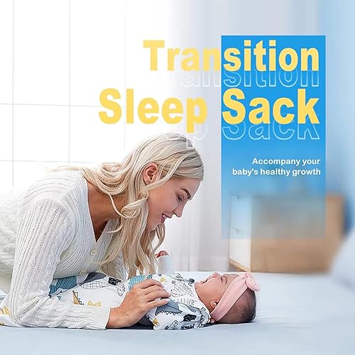 Miniatura 2 de Nearkoi Saco de transición para bebé, saco de dormir para bebé con brazos hacia arriba, manga larga extraíble, o sin mangas, 100% algodón, saco de