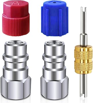 R12 to R134a Conversion Kit, 1Pair R12 to R134a Convert Adapters, R12 to R134A AC Retrofit Fitting Adapter Kit, R12 to R134a Adapter Fittings, Fits for Car AC Air Conditioner Refrigerant System