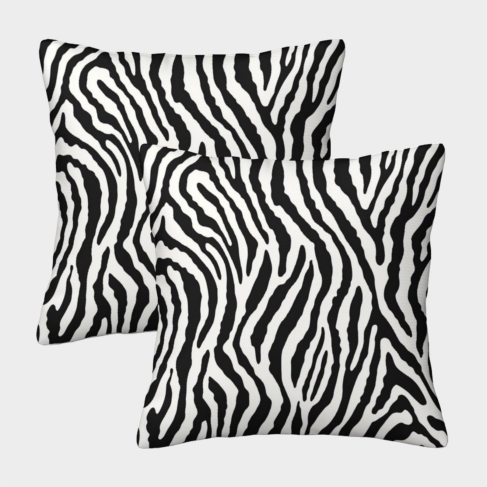 GXYUAOIEF Zebra Pattern Cushion Covers Set of 2 Animal Stripe Style Square Cushion Case for Sofa Bed Garden Outdoor with Smooth Invisible Zip Modern Home Decor 50x50cm