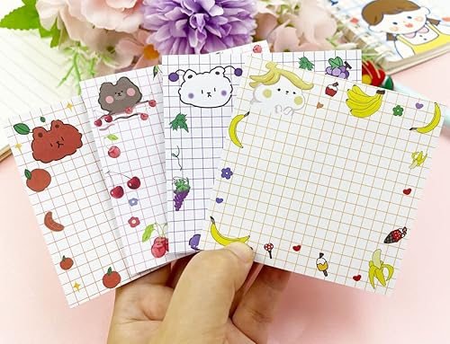 Bonitas notas adhesivas, paquete de 4 (200 hojas), notas adhesivas Kawaii de 3.1 x 3.1 pulgadas, blocs de notas autoadhesivas, coloridos blocs de