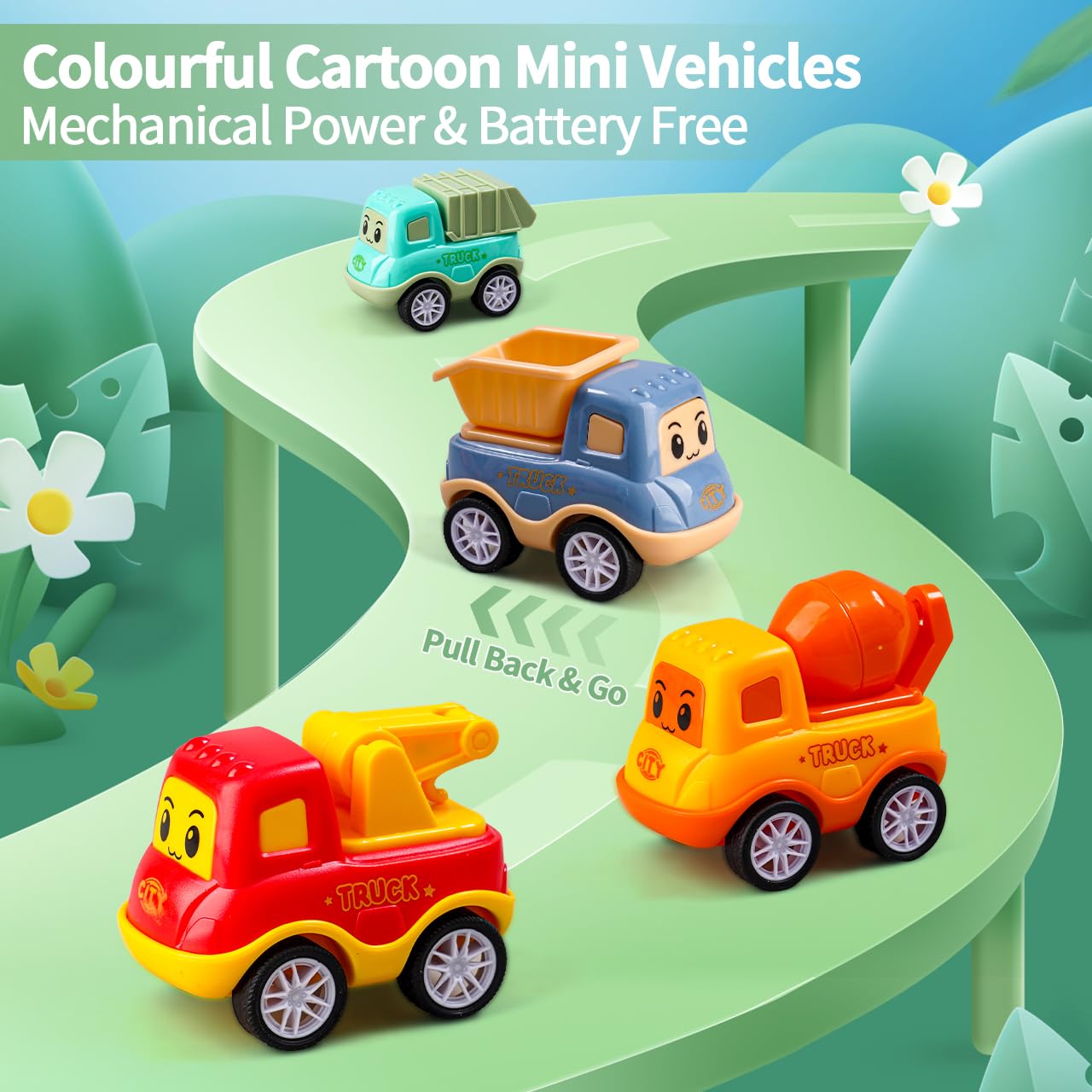 Jouets Camion 5-en-1 pour Enfants de 1 2 3 4 Ans, Transporteur à Friction avec 4 véhicules de Construction, Jeu de véhicules pour Garçons et Filles avec Lumières et Sons | 5-en-1 véhicules de Construction avec Lumières et Sons, Jouet de 1 2 3 4 Ans pour G