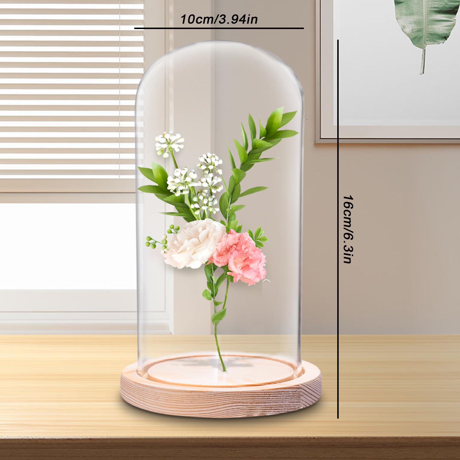 Campana In Vetro Con Base In Legno - 21 Cm Per Decorazione O Collezioni - Foto 9