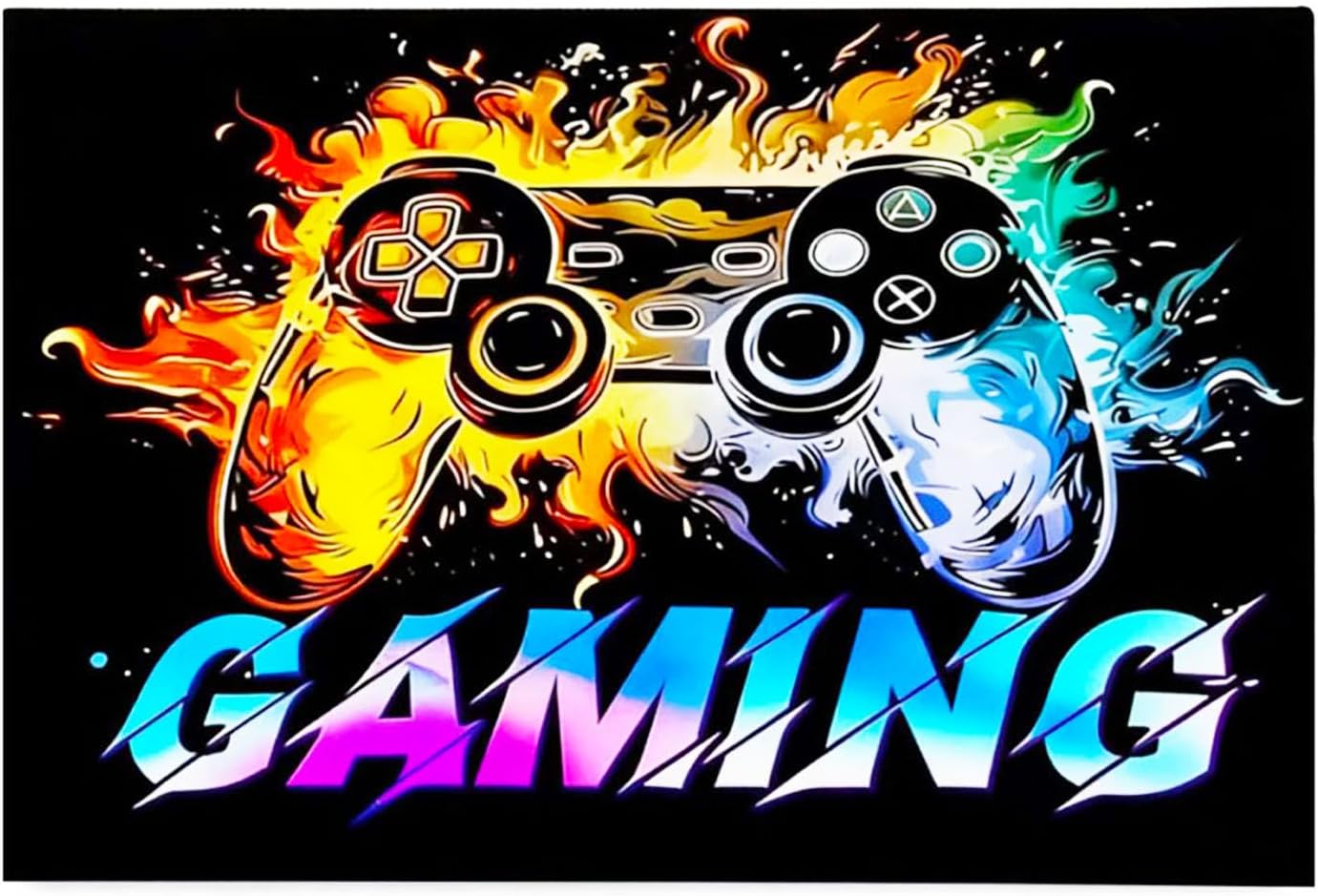 Dowtowter Gamer Rug Non Slip Washable Soft Polyester Carpet Mat for Boys Room Kids Bedroom Game Room Gaming Decor (Black-Letter, 39‘’×59‘’)
