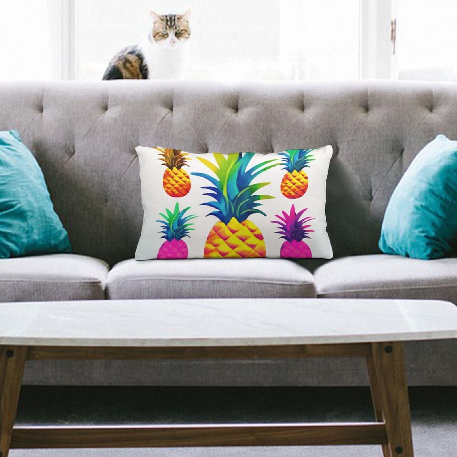 NTVOWPZO Decoration Throw Pillow Covers 8"x12" Pillowcases Covers Colorful Pineapple Soft Pillowcases Modern Farmhouse Home Decor Sofa Cushions Covers for Couch Bed Living Room