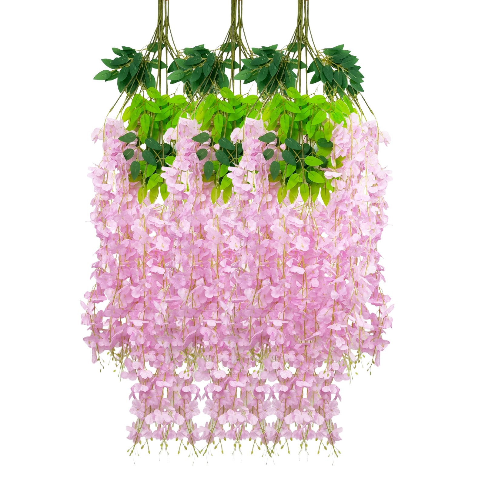 Luerbi 12 Pack Pink Wisteria Hanging Flowers Garland, 3.77 Feet Artificial Flower Vines, Fake Wisteria, Artificial Vines Hanging Garland for Backdrop Outdoor Yard Garden Decor — image 1
