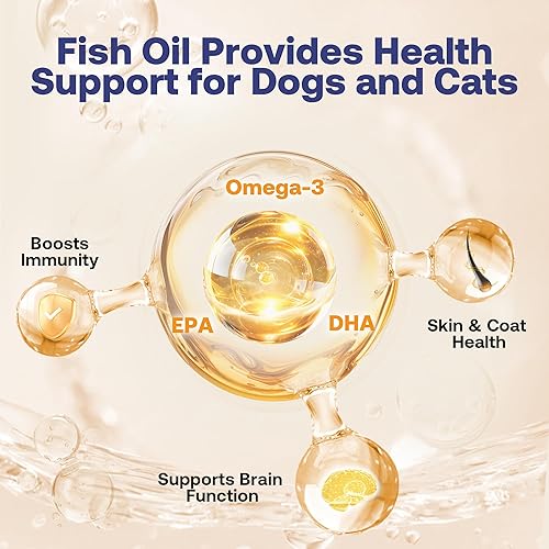Miniatura 3 de Aceite de salmón salvaje de Alaska para perros y gatos, suplementos de aceite de pescado Omega 3 con EPA y DHA para piel y abrigo, inmune, cerebro,