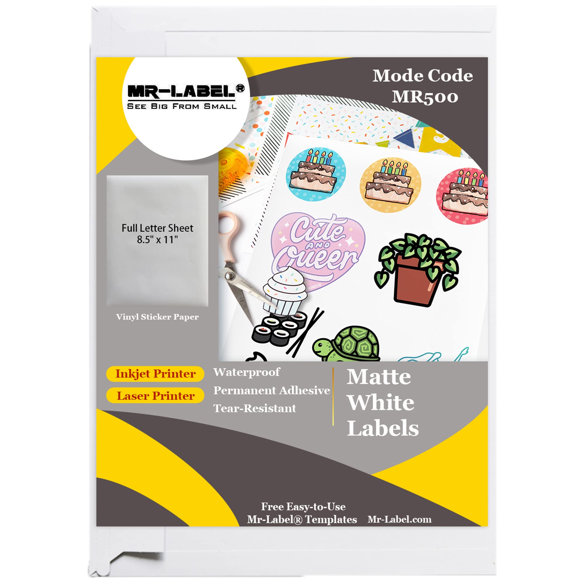 Buy Mr Label White Matte Printable Vinyl Sticker Paper Waterproof 