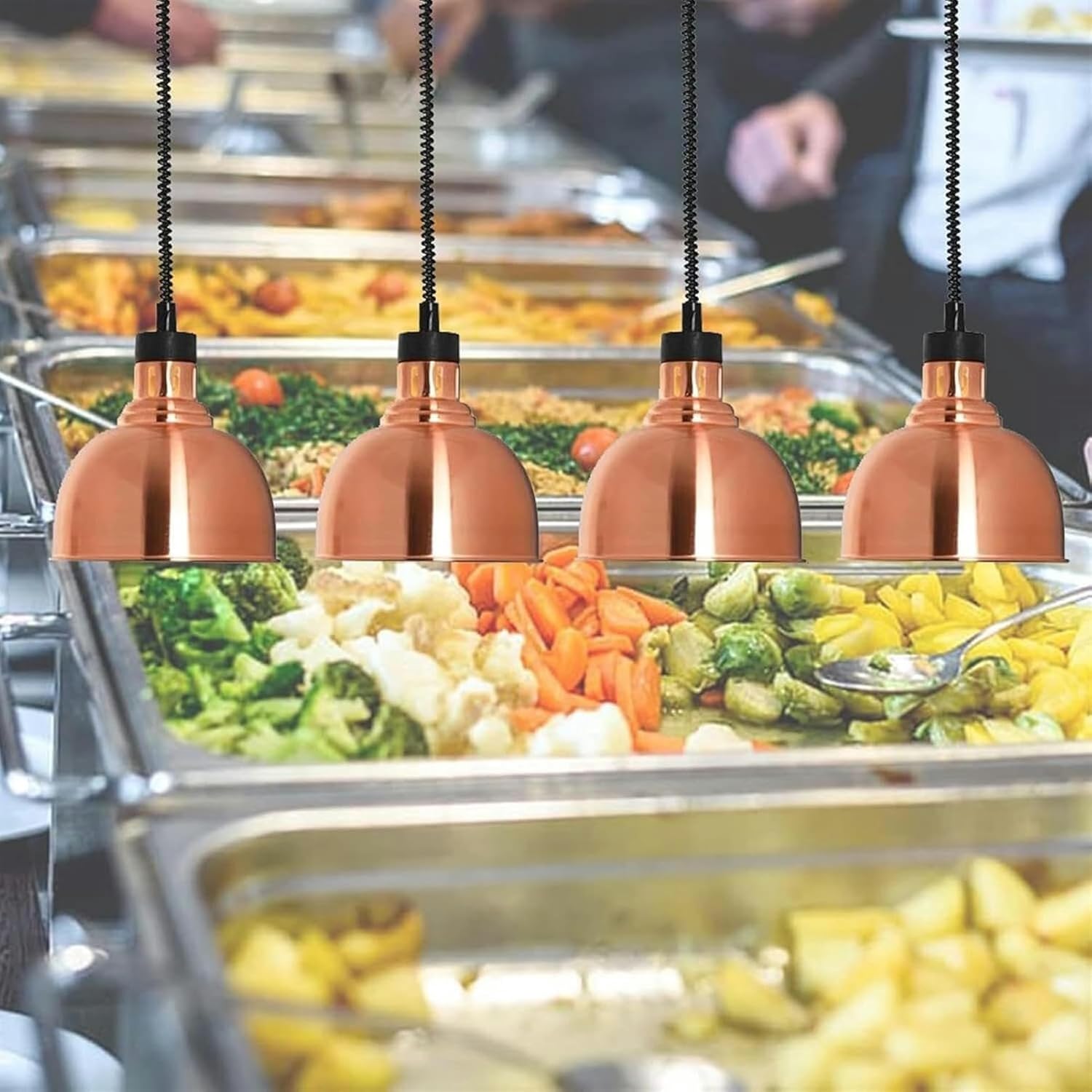 Hanging Food Heat Lamp,Food Warmer Lamp for Buffet,Commercial Food Warmer Metal Chandelier,Prevent Food from Getting Cold Restaurant Equipment,