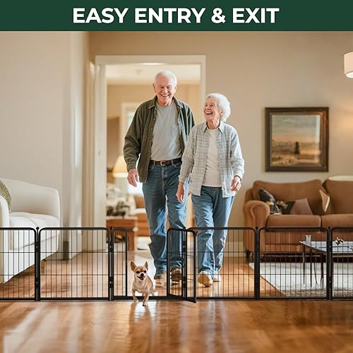 Miniatura 36 de FXW Puerta para perros extra ancha diseñada para uso en interiores, ancho ajustable de hasta 165 pulgadas de ancho (40 pulgadas de alto, 6 paneles