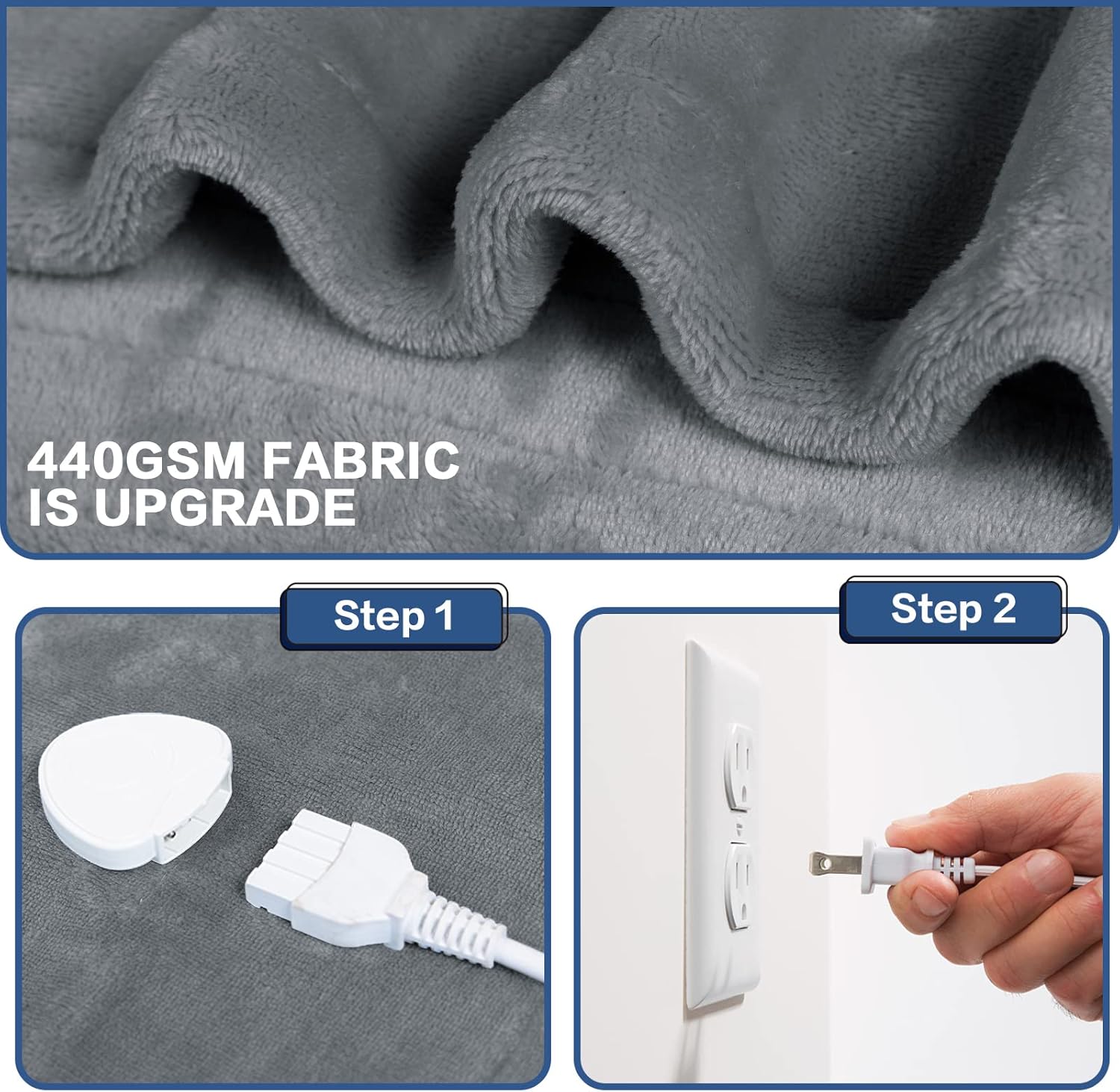 review greenoak Heated Electric Blanket Twin Size 62”×84” for Home Bed, Heating Blanket with 10 Heating Levels & 5 Options Auto Off, Fast Heating Warming Flannel Heat Blanket, Machine Washable (Grey)…