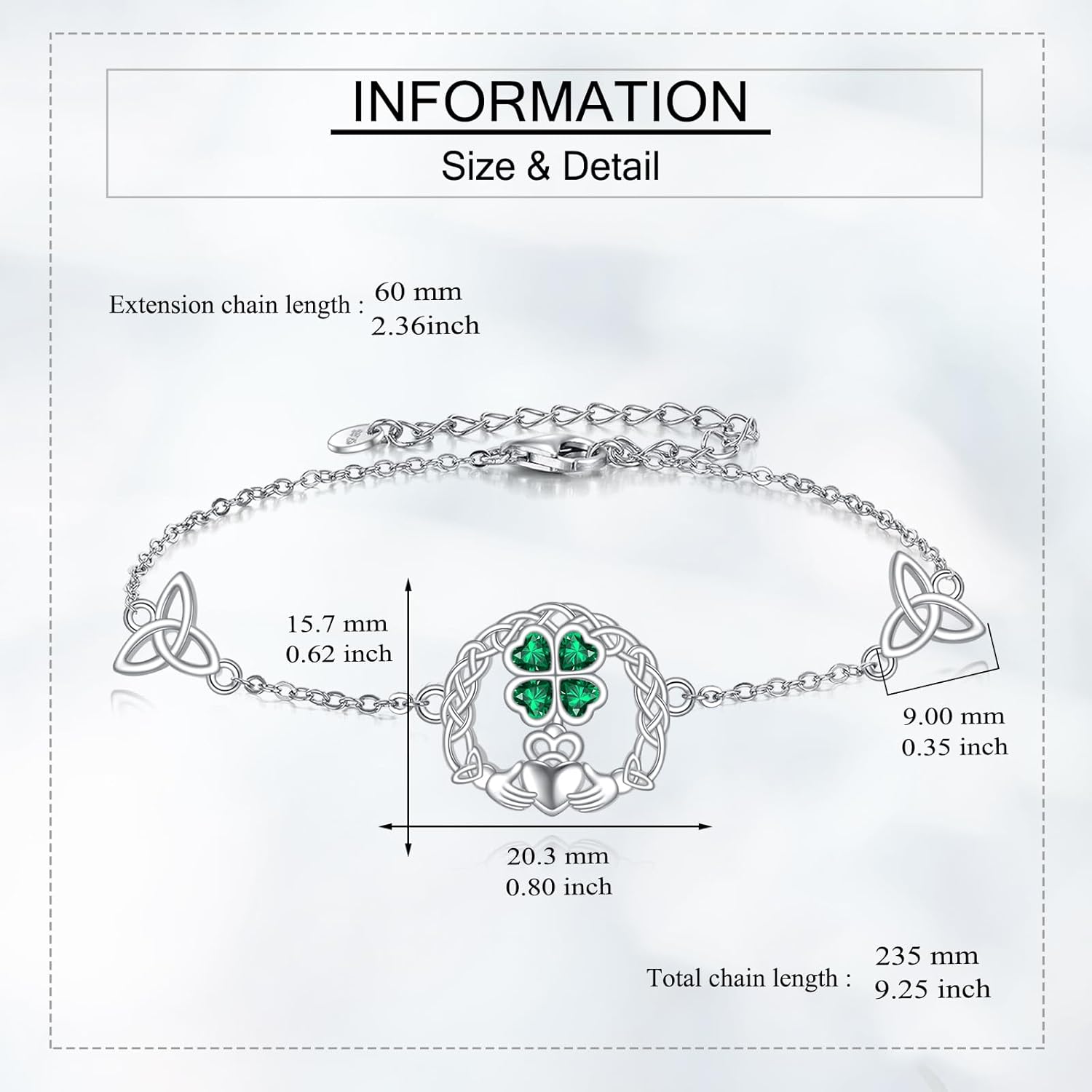 Claddagh Bracelet 925 Sterling Silver Claddagh Irish Celtic Knot Good Luck Jewelry Gifts for Women Female Mother Lover - Image 3