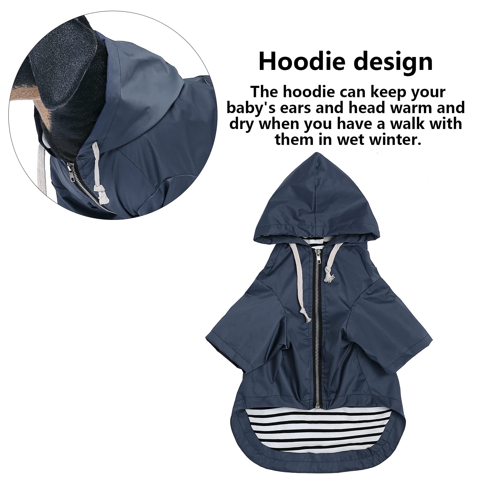 Impermeabile per Cani con Cappuccio, Impermeabile/Pioggia, Coulisse Regolabile, Design Tascabile, Elegante Impermeabile per Cani di Alta qualità (Blue X)