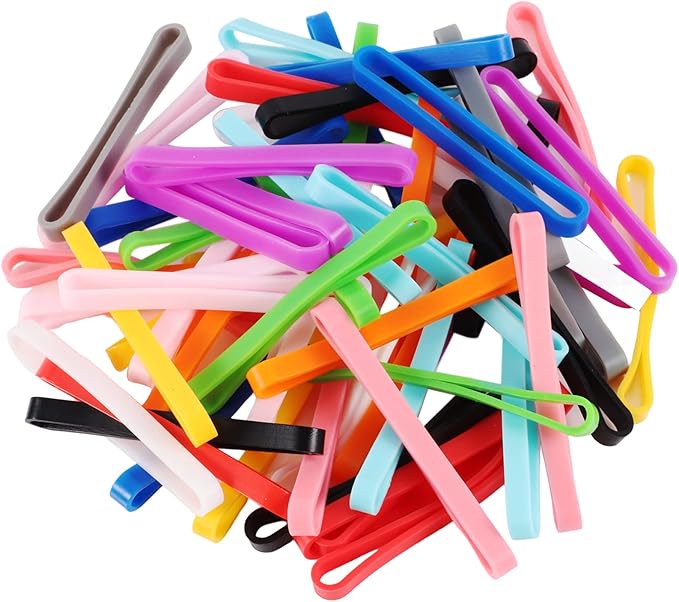 60 PCS Silicone Rubber Bands 3 Inch Assorted Colors Rubber