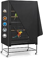 Zettum 600D Heavy Duty Waterproof Bird Cage Cover for Parakeet Parrot Cockatiel - Fade-Resistant Night Cover 33x23x40 Inch