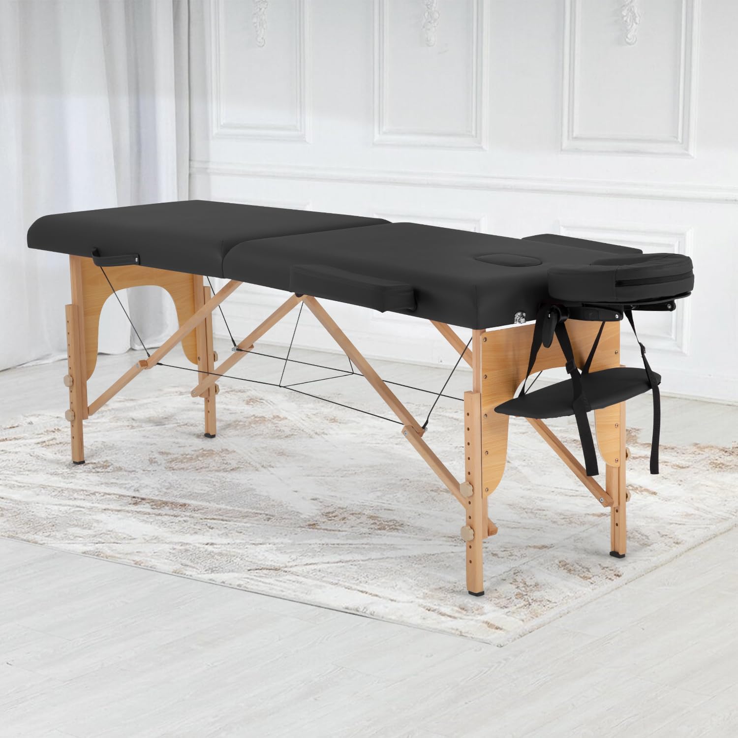 FDW Massage Bed Portable Massage Table 24 inch Wide Lash Bed 2 Folding Height Adjustable Spa Tables Foldable with Non-Woven Bag for Spa Footmassage Facial CareSpa Tattoo