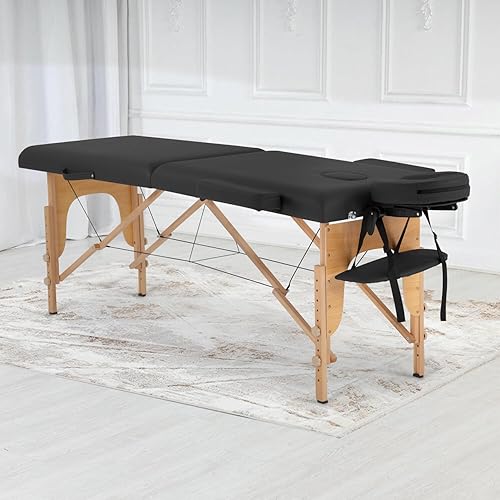 Miniatura 2 de FDW Cama de masaje portátil de 24 pulgadas de ancho, cama de pestañas 2 mesas plegables de altura ajustable plegable con bolsa no tejida para spa,