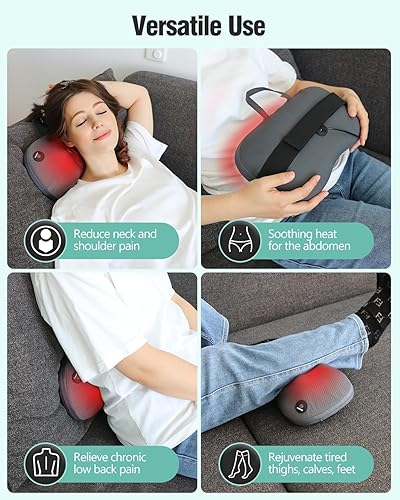 Miniatura 5 de Almohada masajeadora de espalda para aliviar el dolor de tejido profundo, masajeador Shiatsu de cuello y hombros con calor, almohada de masaje