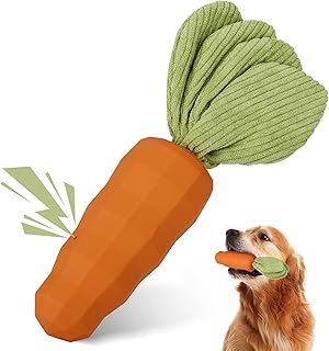 ETIAL Carrot Dog Toys for Aggressive Chewers Super Chewers Tough & Durable Rubber Indestructible Big Dog Chew Toys for Medium Large Breed