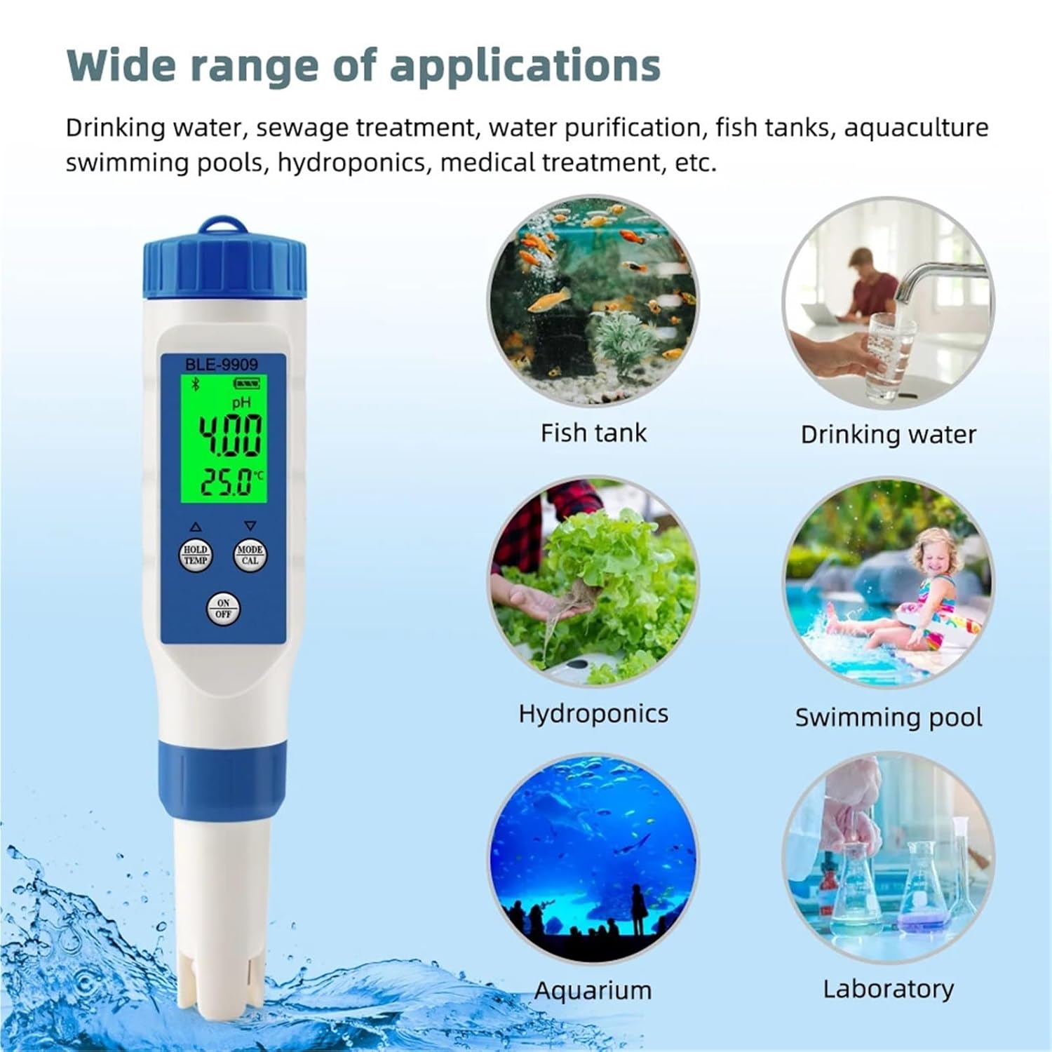 TDS Meter, Digital Water Tester Bluetooth Seawater Salinity Meter Salt Monitor for Aquariums Pool Fish Tank Seafood Aquaculture 0.1-200ppt ATC,Digital Water Tester