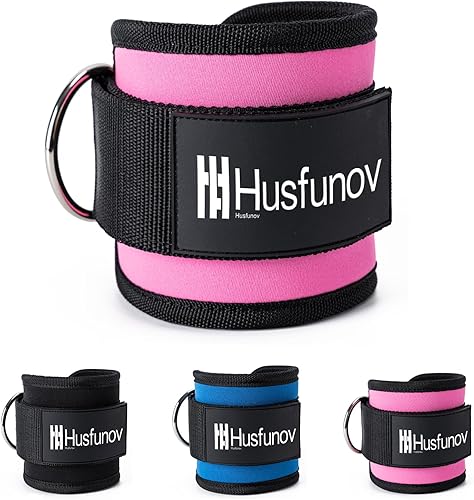 Correa de tobillo para máquina de cable, correa de tobillo ajustable con acolchado de neopreno, doble diseño de anillos en D banda de resistencia al