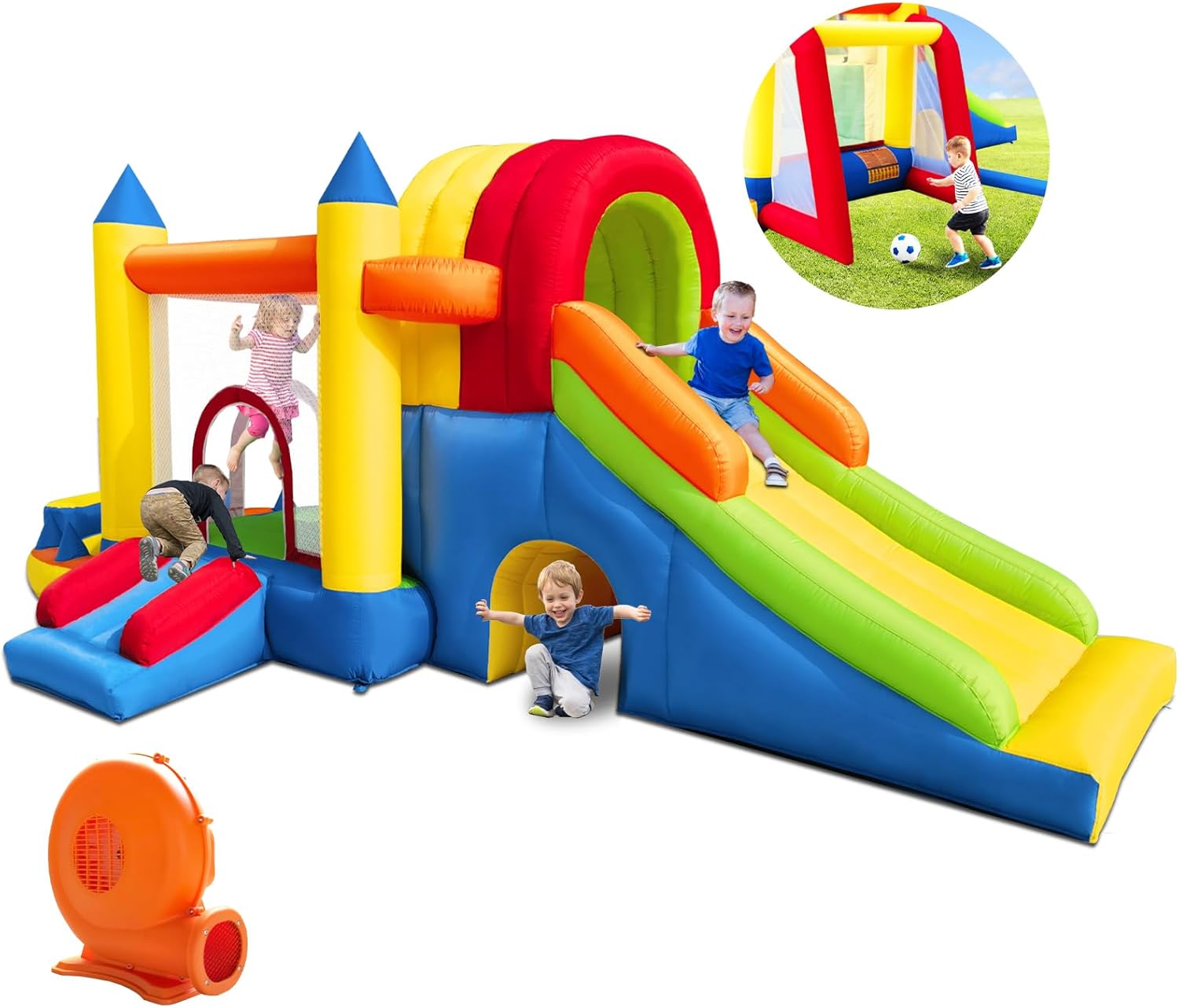 Hongcoral Inflatable Bouncy Castle, 8 in 1 Large Bounce House with