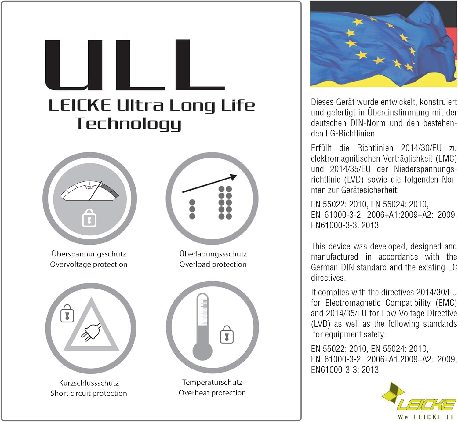 LEICKE Zasilacz ULL 12 V 12,5 A | certyfikat TÜV | kompatybilny z ITX Pico PSU, napędami NAS, routerami, wężami świetlnymi, paskami LED, routerami, monitorami TFT, oświetleniem LED | 5,5 x 2,5 mm