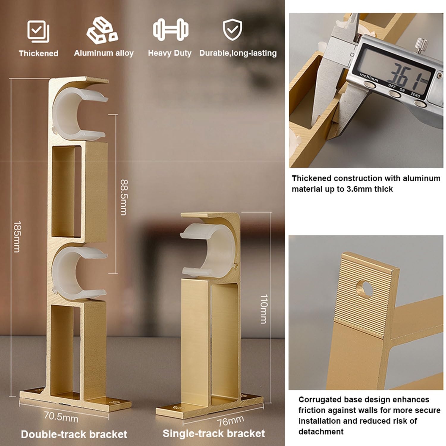 Tringle à rideaux à double voie en aluminium – Rail silencieux pour salon, chambre à coucher et salle de bain – Gris 1,8 m / 5.9ft – Séparateur d'espace élégant et solution fonctionnelle de décoration