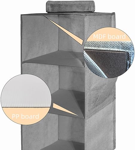 Miniatura 5 de 2 Packs Hanging Closet Organizer 5-Shelf Hanging Shelves Collapsible Hanging Storage Shelf for Bedroom College Dorm Pantry Camper RV, Grey