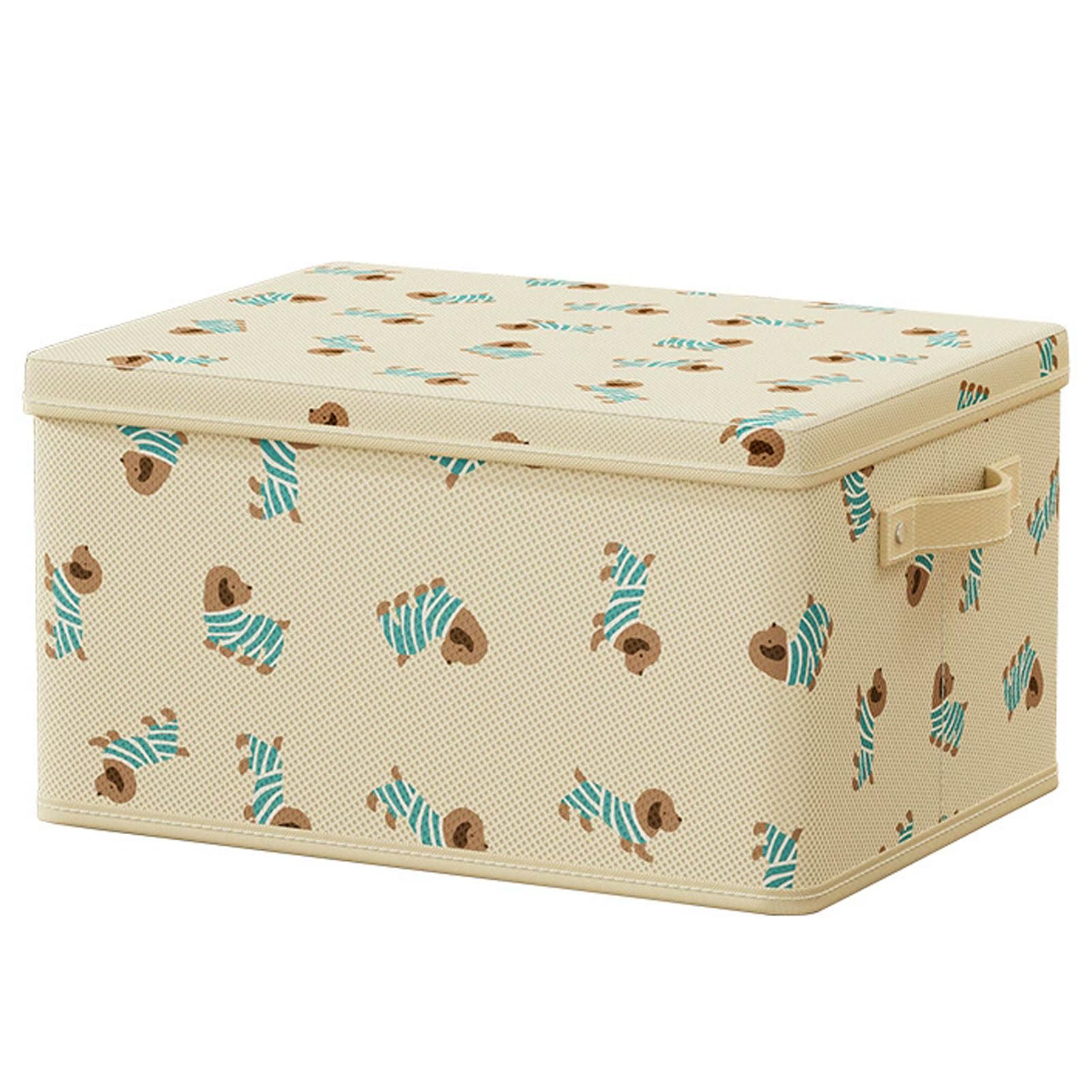 Boîte de rangement en tissu non tissé pliable 45x35x25 cm avec couvercle