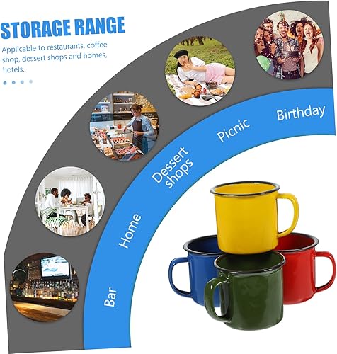 Miniatura 4 de Cabilock Taza esmaltada de color de 4 uds. Tazas de aluminio tazas de porcelana tazas de agua esmaltadas tazas de lata para acampar café café taza