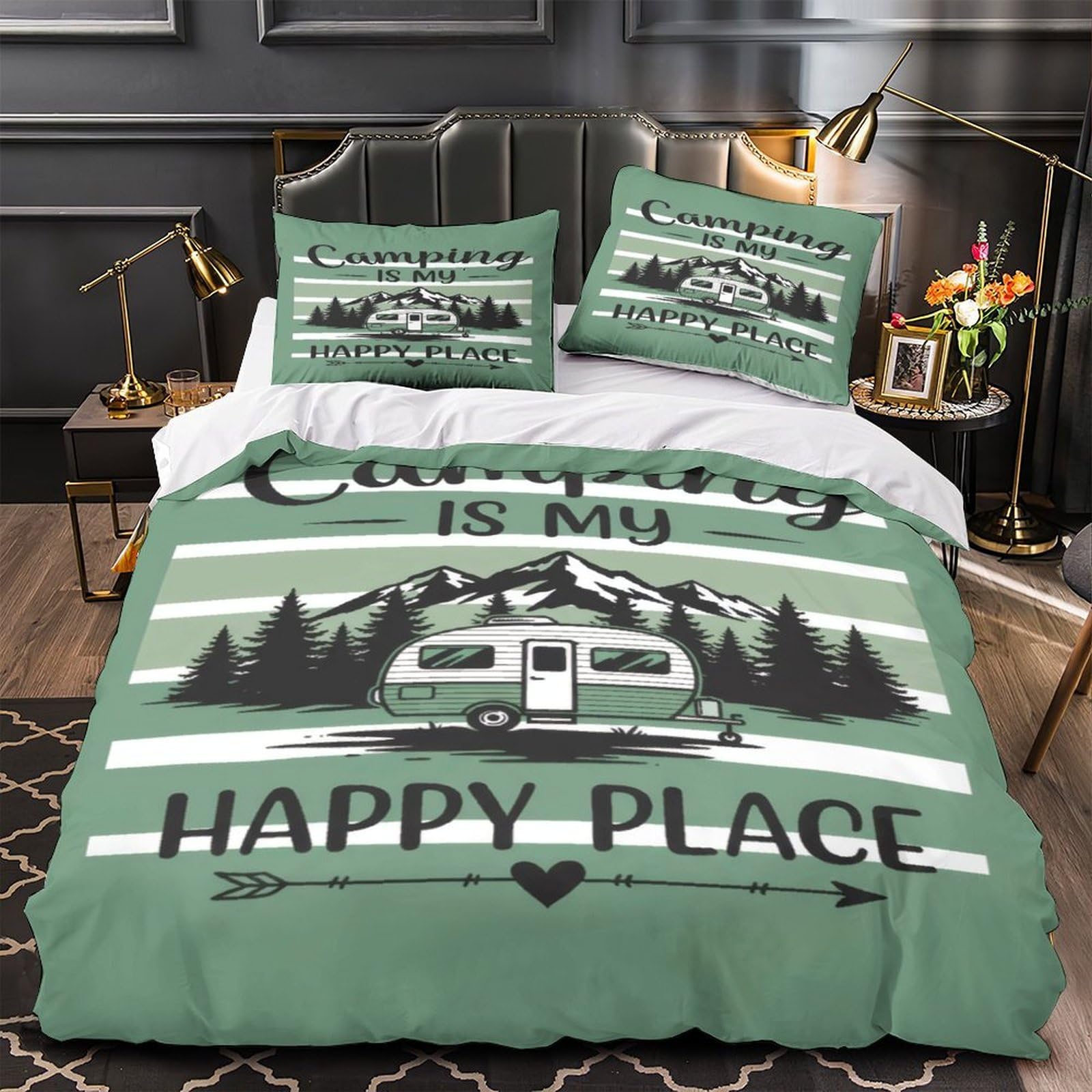 Housse de couette camping 3D hypoallergénique et respirante en microfibre