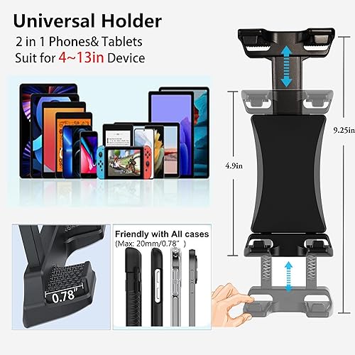 Miniatura 5 de Peastrex Soporte para tablet de automóvil, base de taladro resistente, soporte para tableta, para camión, vehículos comerciales, pared, escritorio,