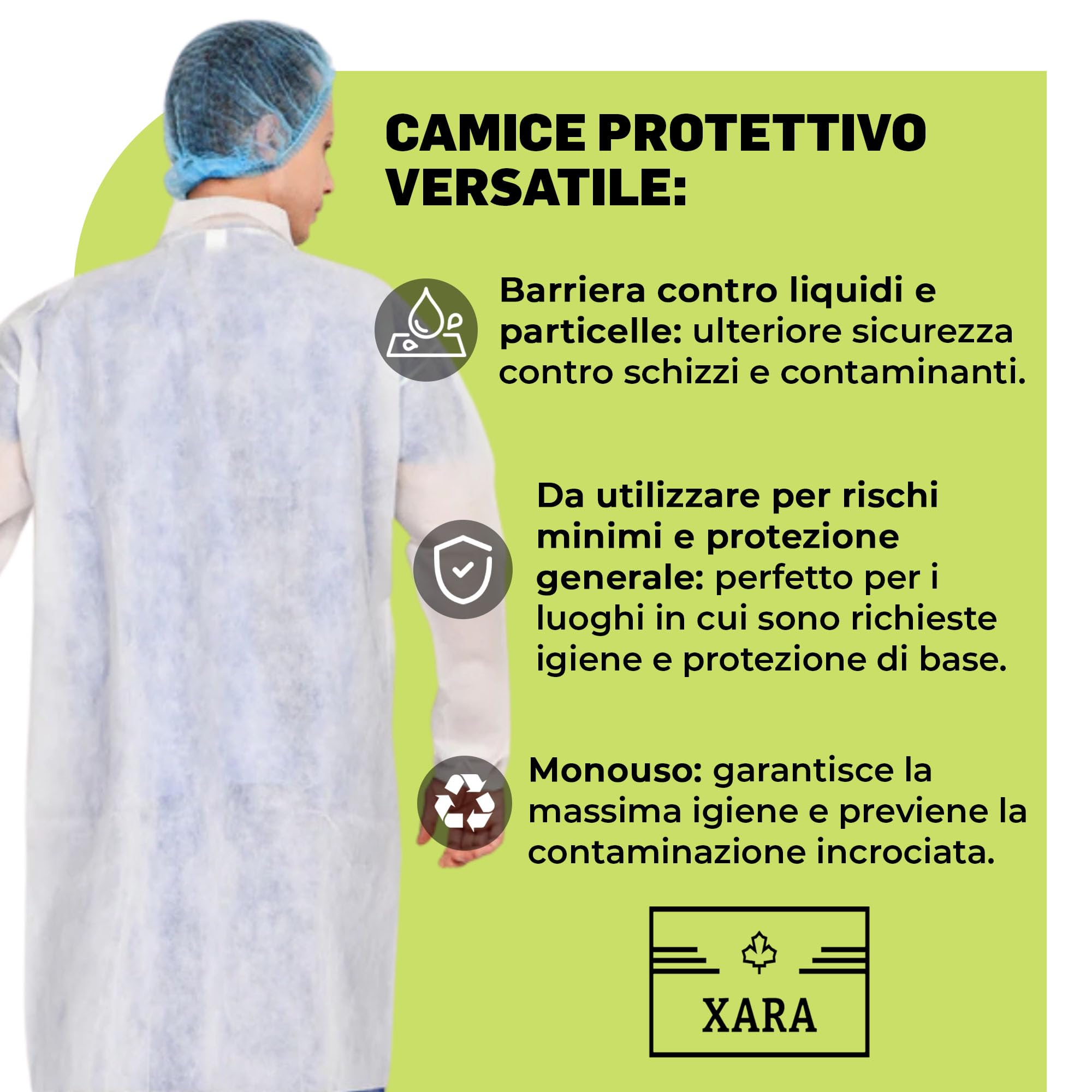 XARA Vestaglia chirurgica monouso XXXL 120 x 152 cm Confezione 10 TNT Polipropilene 35 gr
