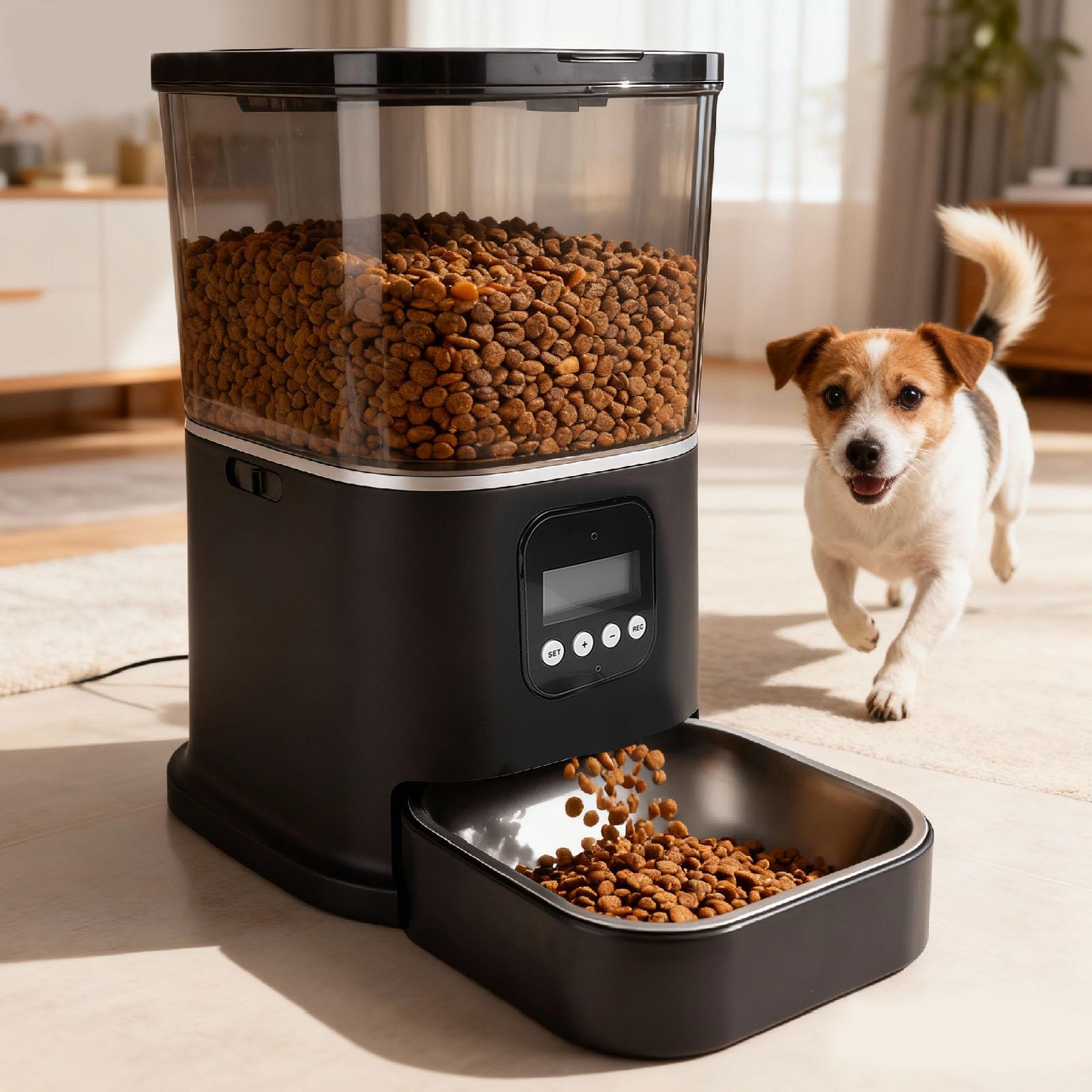 Fabater Alimentador Automático para Gatos, Fuente de Alimentación Dual de 6 litros, Alimentador Inteligente para Mascotas USB, Dispensador de Alimentos para Mascotas Temporizado con Memoria de
