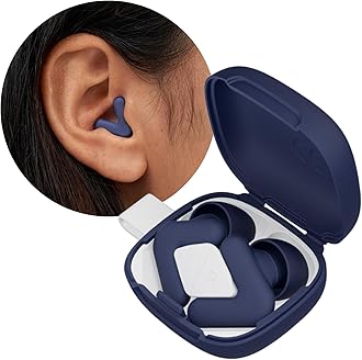 Silence Earplugs for Sleep, Focus & Travel - V-Shape Fit & Soft Oval Tips – 4 Sizes XS/S/M/L - Comfortable, Reusable Hearing Protection - 22dB – Midnight Blue