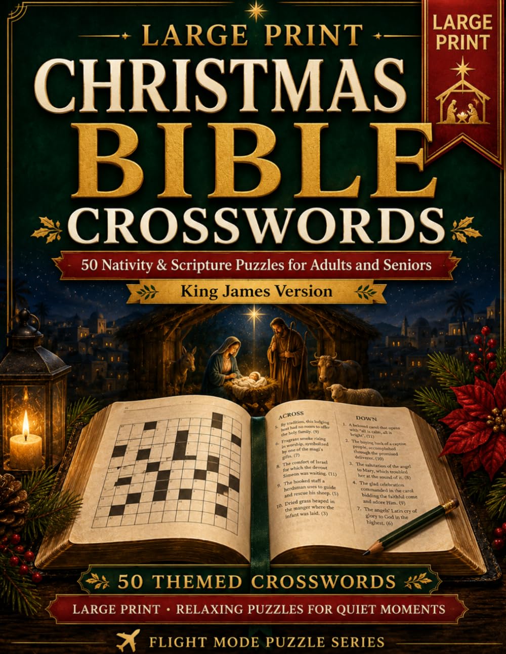 Large Print Christmas Bible Crosswords: 50 Nativity & Scripture Puzzles for Adults & Seniors • King James Version
