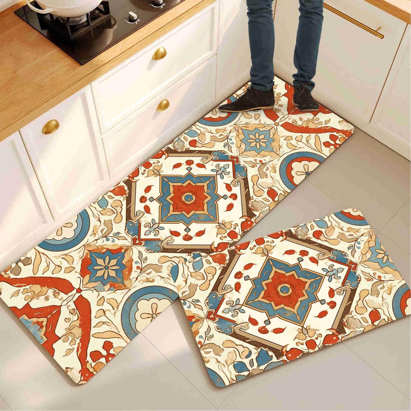 Alfombra cocina lavable ideal para proteger el piso del pasillo y zona de fregadero 2 piezas