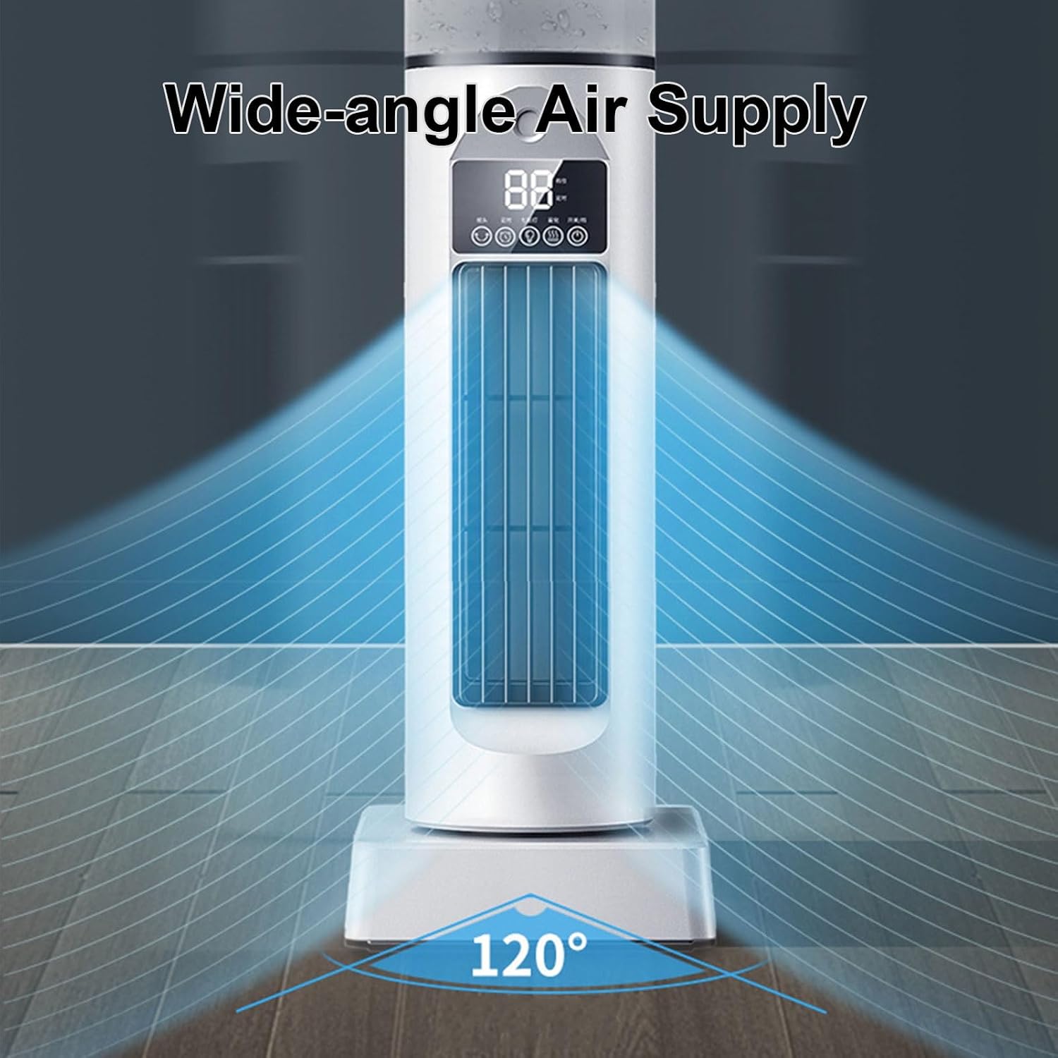Bladeless Tower Fan for Bedroom,120° Oscillating Standing Fan Quiet for Sleep,Timer,6 Speeds,Remoter,Wide Oscillating Floor Fans for Home,Office,Indoor(White)