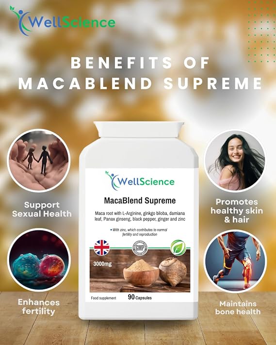 MacaBlend Supreme - Enhance Vitality, Fertility & Reproductive Health with Maca, Ginseng, Ginkgo Biloba, and Zinc