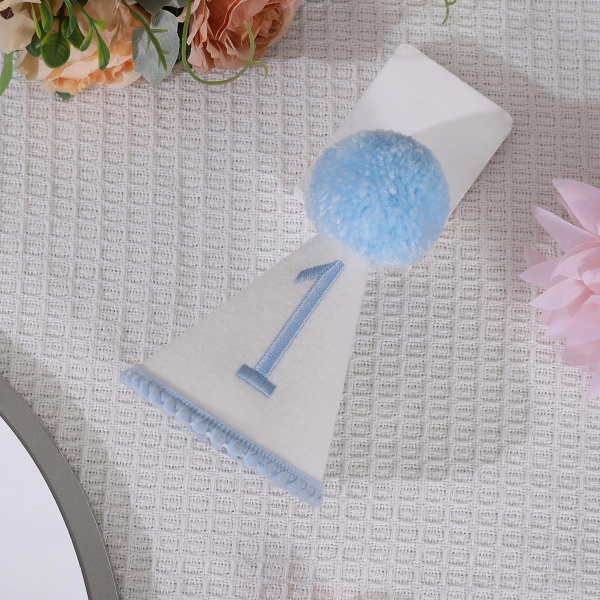 Baby 1st Birthday Party Crown, Pink 1st Birthday Embroidered Party Hat, Blue One Party Hat For Boys/Girls (BULE-1ST-CXMZ) - Image 8