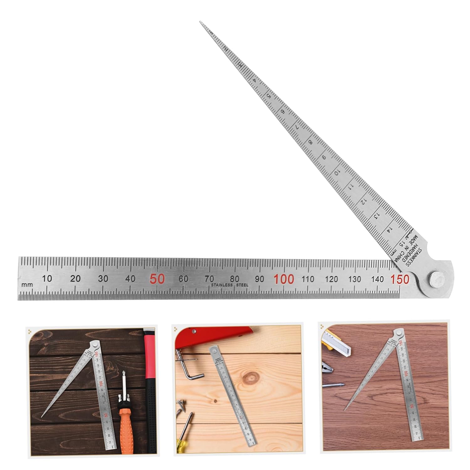 OUNONA Feeler Gauge and Straight Ruler Stainless Measuring Tools for DIY Engineering