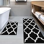 HEBE Microfiber Bath Mat Non Slip Shaggy Bathroom Rug Set 2 Piece Bathroom Mat Set Super Absorbent Bath Mats for Bathroom Washable Quick-Dry Bathroom Rugs for Floor, Tub and Shower, 26"x18"+48"x18"