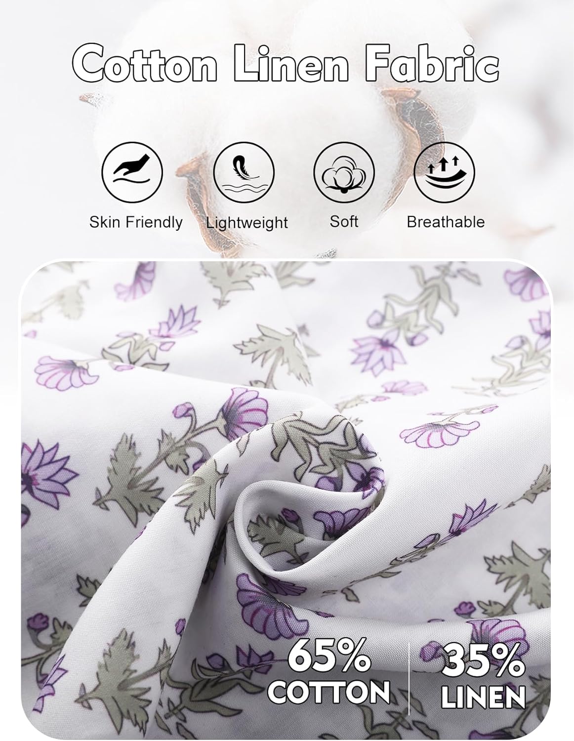 Flygo Floral Pajama Sets for Women 2 Piece Lounge Set Ruffle Cami Top and Shorts Pj Set Sleepwear(LightPurple-M) - Image 5