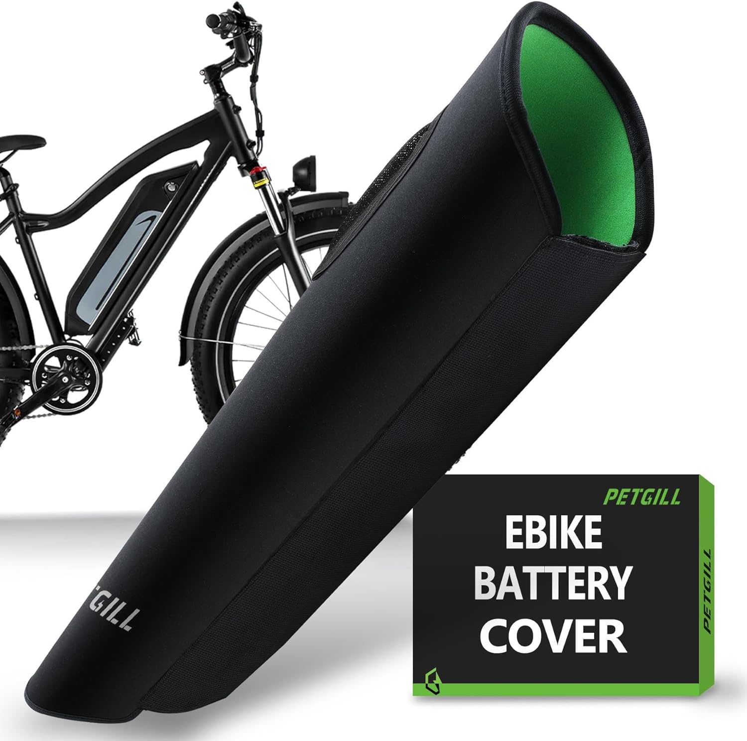 E-Bike Battery Cowl Waterproof Thermal Protector, 11.8-16.9in (30-43cm) – Neoprene Dustproof Battery Sleeve for Chilly Climate, Prolong Battery Life