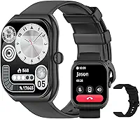 PEJE Smartwatch Masculino à Prova d'Água 1ATM, 2.01" Tela Quadrada Full Touch, Compatível com iOS e Android, Bateria de 7-10 Dias, Relógio Inteligente com Chamadas Bluetooth.