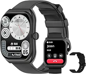 PEJE Smartwatch Masculino à Prova d'Água 1ATM, 2.01" Tela Quadrada Full Touch, Compatível com iOS e Android, Bateria de 7-10 Dias, Relógio Inteligente com Chamadas Bluetooth.