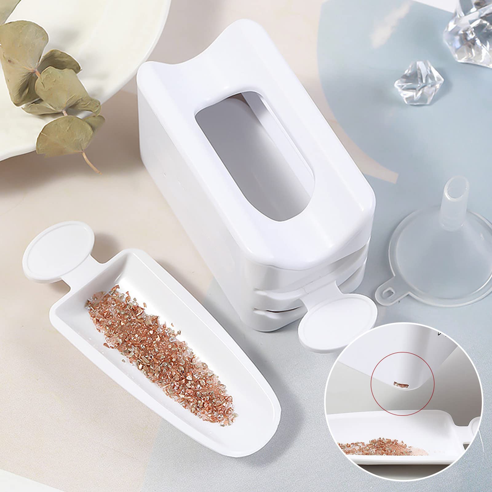 Nail Dipping Powder Recycling Tray System- 2pcs French Nail Dip Container Dip Powder Box and Colorful Soft Nail Art Dust Remover Brushes for Nail Art Manicure Cleaning Makeup Tool - Image 3