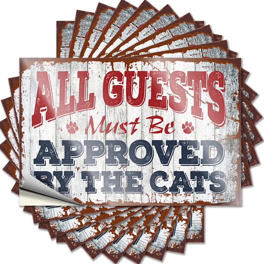 Stickers Unique Cool Bathroom Stuff Waterproof - All Guests Must Be Approved By The Cats Garage Self Adhesive Decal for Interesting Use(6X9CM)