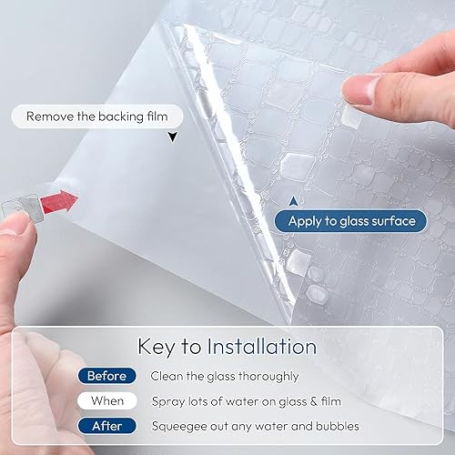 Miniatura 9 de rabbitgoo Película decorativa de privacidad para ventana, diseño de arco iris, adhesivo 3D para ventana, bloqueo solar anti-UV, control de calor,