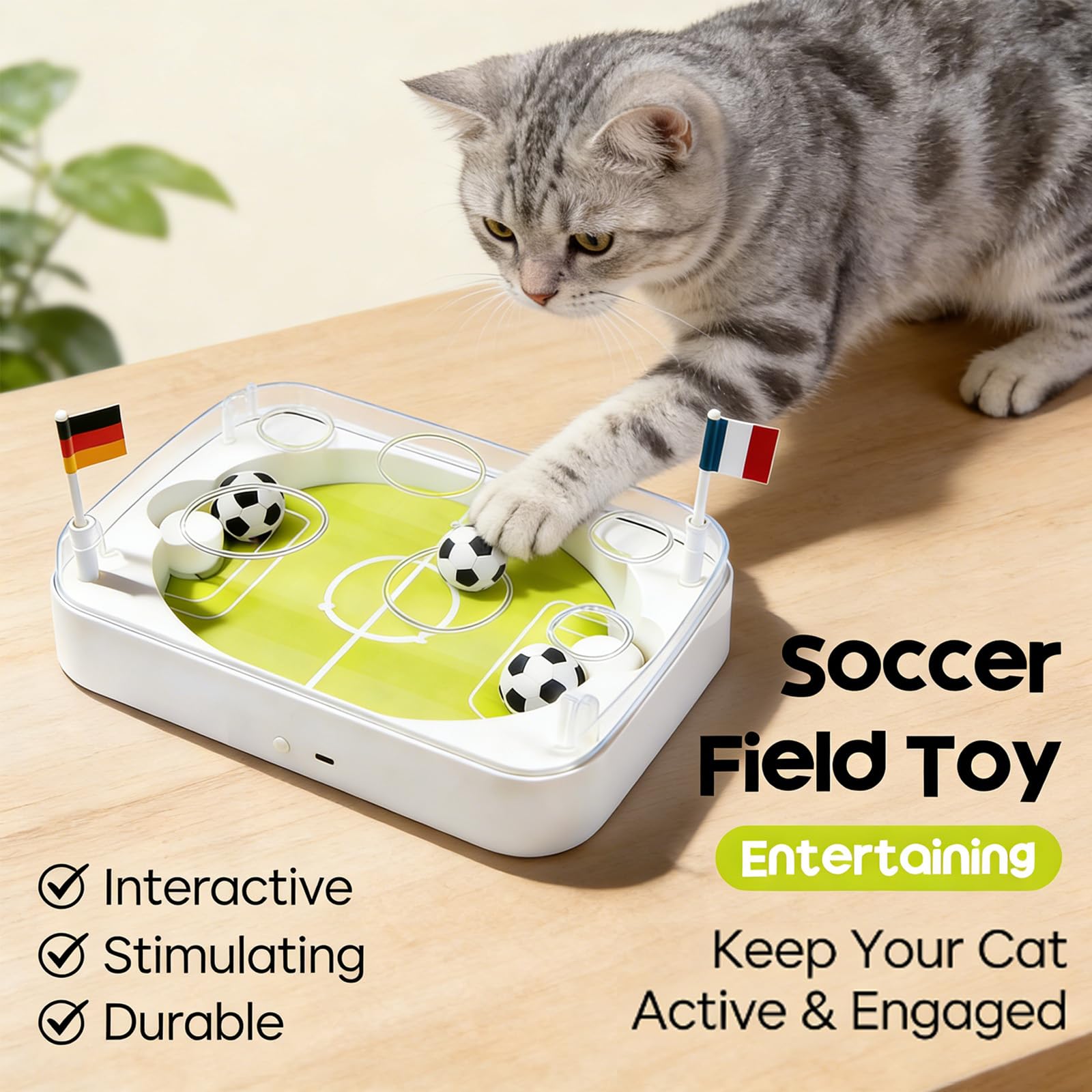 Giocattolo interattivo per gatti con luci LED, palla di erba gatta, sensore di movimento, ricaricabile tramite USB, caccia e allenamento indoor (1 pezzo)
